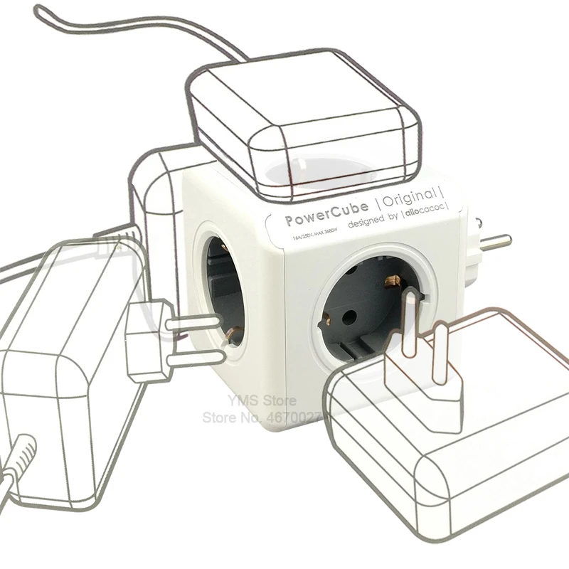 Allocacoc USB Socket Power Strip EU KR Plug Adapter 4 Smart Plug Outlets PowerCube Electrical 250V 3680W Extension home Office Allocacoc USB Socket Power Strip EU KR Plug Adapter 4 Smart Plug Outlets PowerCube Electrical 250V 3680W Extension home Office