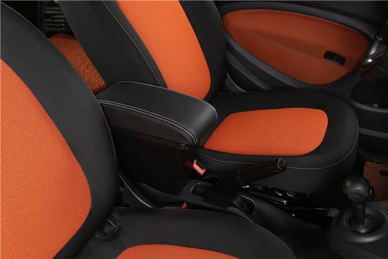 Для smart fortwo подлокотник коробка Универсальная автомобильная центральная консоль smart forfour caja модификация двойная приподнятая с USB без сборки