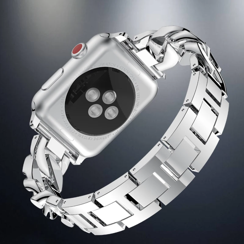 Браслет стразы из нержавеющей стали для apple watch band 44/40/42/38 мм series 5 4 3 2 1|Ремешки