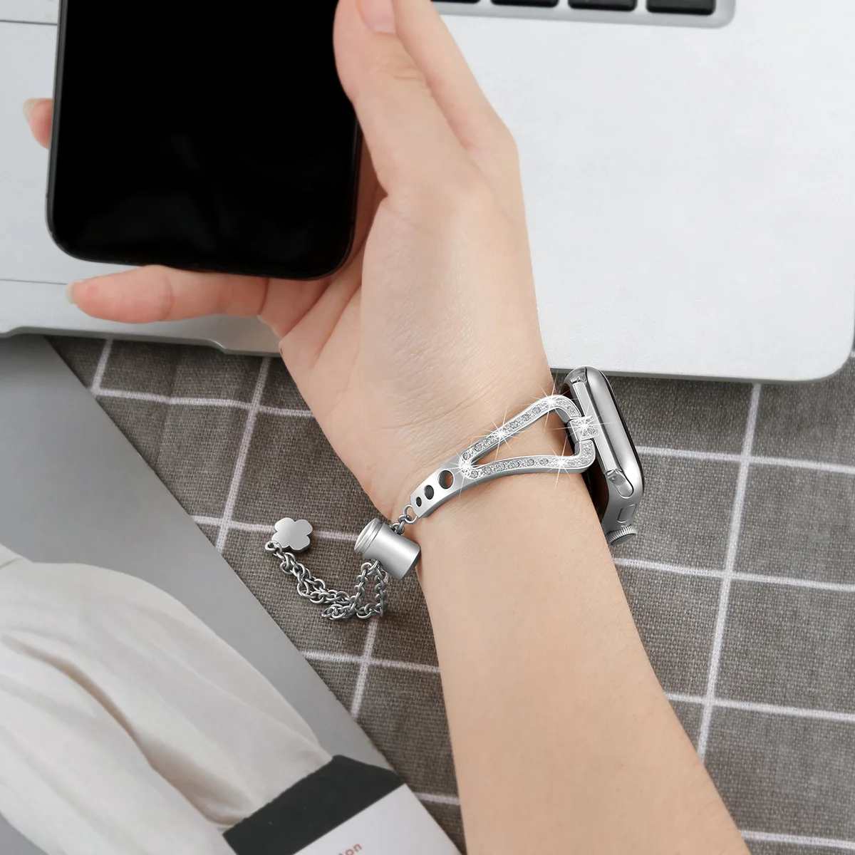 Алмазный ремешок для наручных часов Apple Watch 38 мм, 42 мм, 40 мм 44 наручных часов iwatch, 5 Для женщин серии группа 4/3/2/1 Нержавеющая сталь металлический браслет