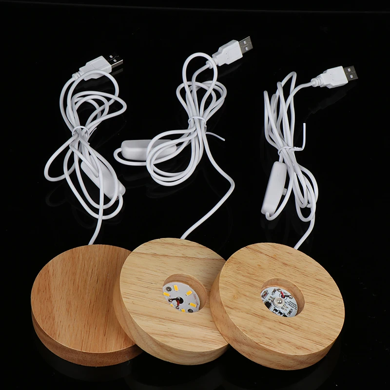 New Wood Light Base Rechargeable Remote Control Wooden LED Rotating Display Stand Lamp Holder Art Ornament | Лампы и освещение