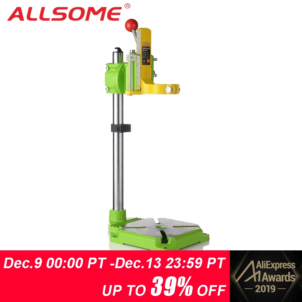 Cena ALLSOME MINIQ BG6117 wiertarka stołowa stojak naciśnij Mini uchwyt wiertarki elektrycznej 90 stopni obrotowy nieruchoma rama zacisk warsztatowy
