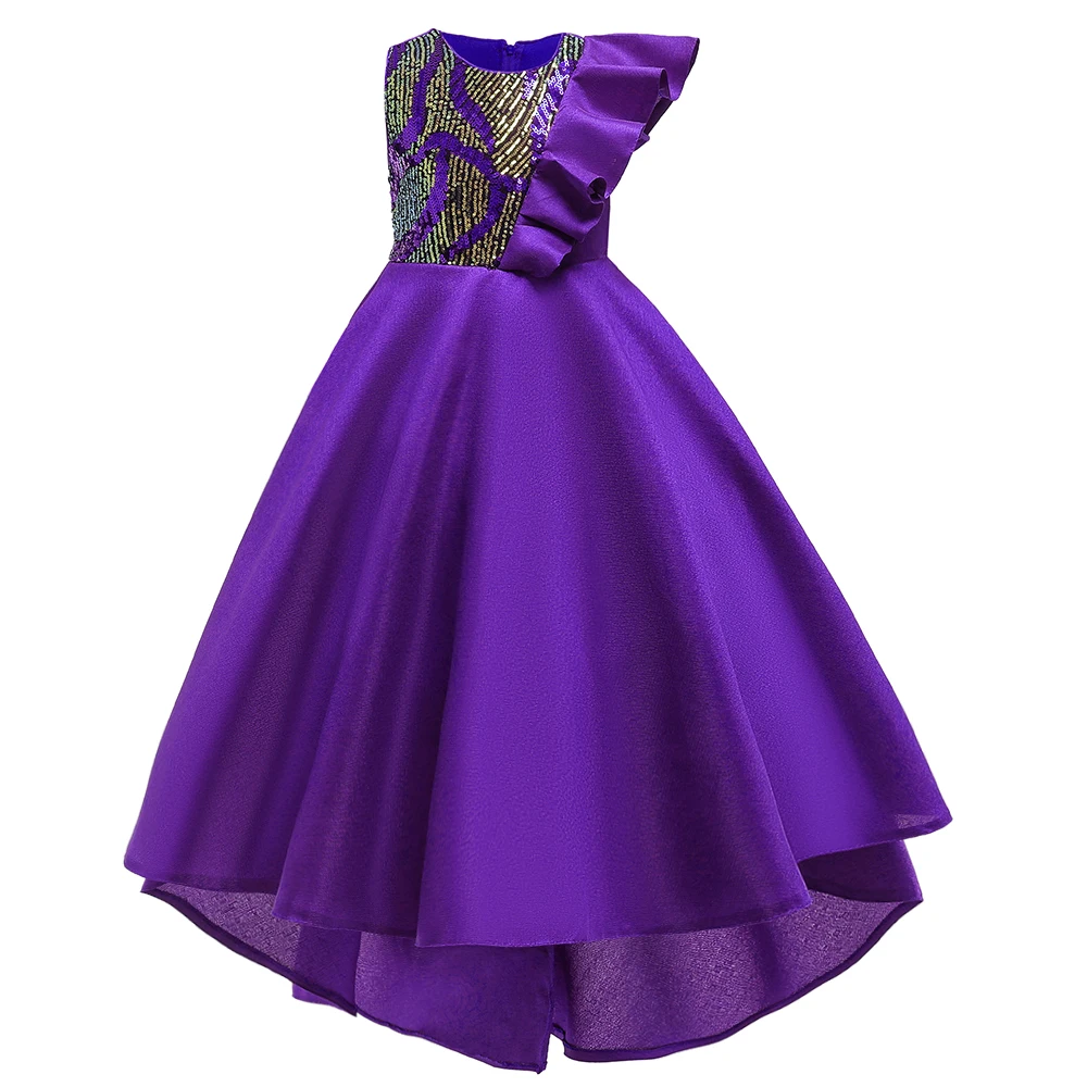 Коллекция 2019 года, зимнее платье с оборками и рукавами Детские платья для девочек Одежда для девочек Пышное вечернее платье принцессы с