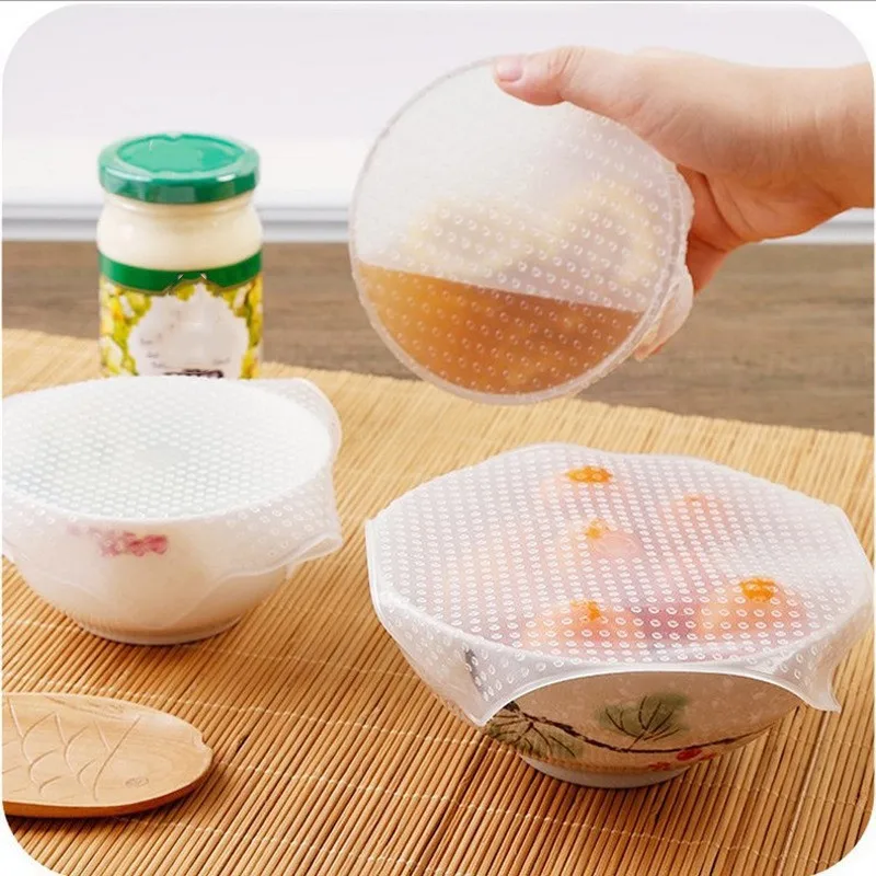 1pcs Reusable Silicone Stretch Lids Bowl Food Cover Vacuum Wrap Seal Food Storage Container Cover Fresh Keeping Lids Kitchen