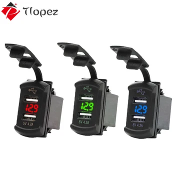 

3.1A Universal Dual USB Port Charger Socket Adapter Outlet 12-24V Waterproof Car Phone Charger for Motorcycle With Power Line D5