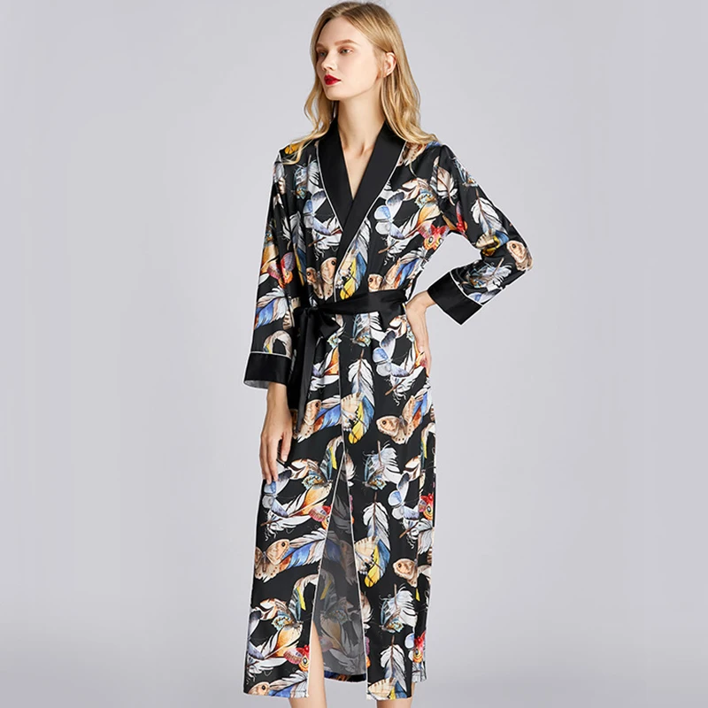 Satin Robes for Brides Wedding Robe Sleepwear Silk Pijama Casual Bathrobe Animal Rayon Long Nightgown Women Kimono