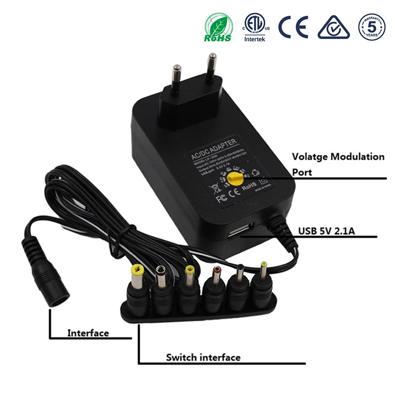 

3V 4.5V 5V 6V 7.5V 9V 12V 30W AC DC Adapter Adjustable Power Supply Adaptor Universal Charger For Led Strip Camera Mobile Phone