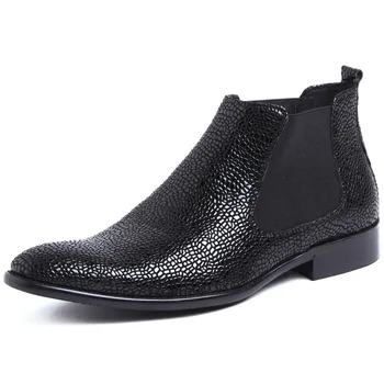 

New Arrival Men Black Ankle Boots High Quality Fashion Chelsea Boots Autumn Genuine Leather Casual Dress Boots Shoes