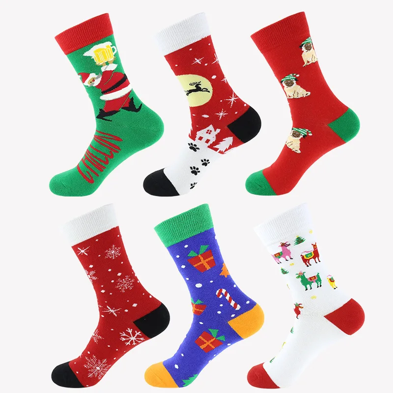 

1 pair men women socks combed cotton cartoon christmas novelty funny socks