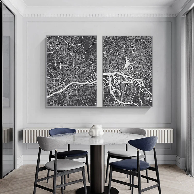 

Vintage City Landscape Map Canvas Painting Posters And Prints Pictures On The Wall Nordic Decoration Office Home Decor Tableau