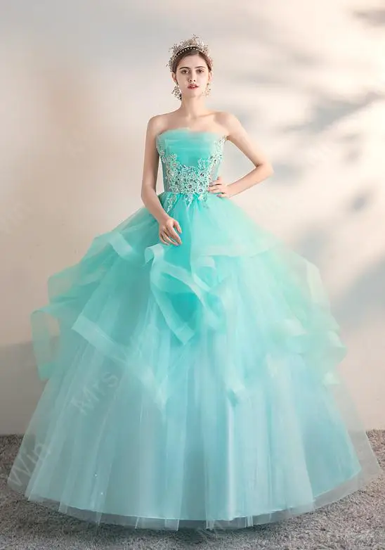 Mrs Win Ice Blue Бальные платья для вечеринки, выпускного вечера, элегантное бальное платье без бретелек, 6 цветов, вечернее платье на выпускной, платье на заказ, размер - Цвет: Ice Blue