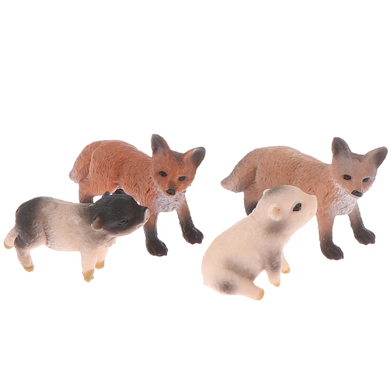 1 шт. имитация лисы свиньи модель животного фигурка миниатюрное украшение для
