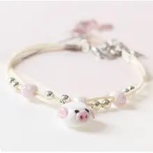 K018 BIGBING ювелирные изделия Модные розовые керамические свиньи бусины браслет с подвесками ручная работа Браслет Женские Ювелирные изделия Высокое качество
