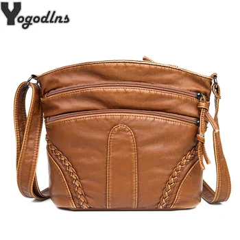 

Vintage PU Leather Shoulder Women Wild Crossbody Bag Multifunction Messenger Bag Advanced Lady Handbag Daily Mommy Small Bag sac