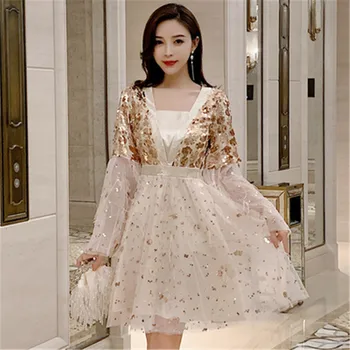 

Runway High Quality New Sweet Women Fashion Luxury Sequin Embroidered Fringe Feather Temperament Holiday Party Dresses 2020 New