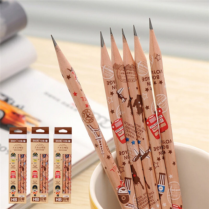 Standard Pencil Cartoon HB Pencils For Drawing Lapices Stationery Office School Supplies Material Escolar Infantil 12 Pcs