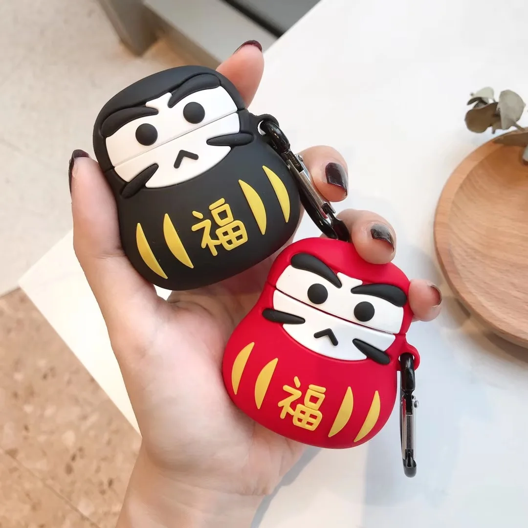 Decocase Cute Red Lucky Doll Silicone Bluetooth Wireless Earphone Case for AirPods Charging Box Protective Cover Skin Accessory |