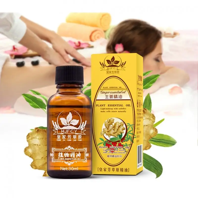 

HJFCY Ginger Essential Oil Natural Plant Therapy Lymphatic Drainage Ginger Oil Body SPA Scrape Therapy Body Massage Care 30ml