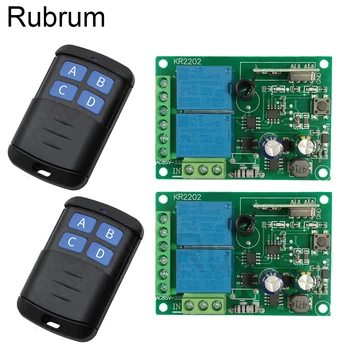 

Rubrum 433 MHz RF Remote Control + AC 110V 220V 10A 2CH RF Relay Receiver Universal Switch For Garage Door Light LED Fan Motor