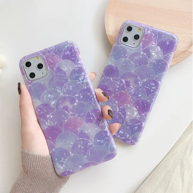 Purple Fish Scale Marble Phone Case For Iphone 11 Pro Max Xr Xs