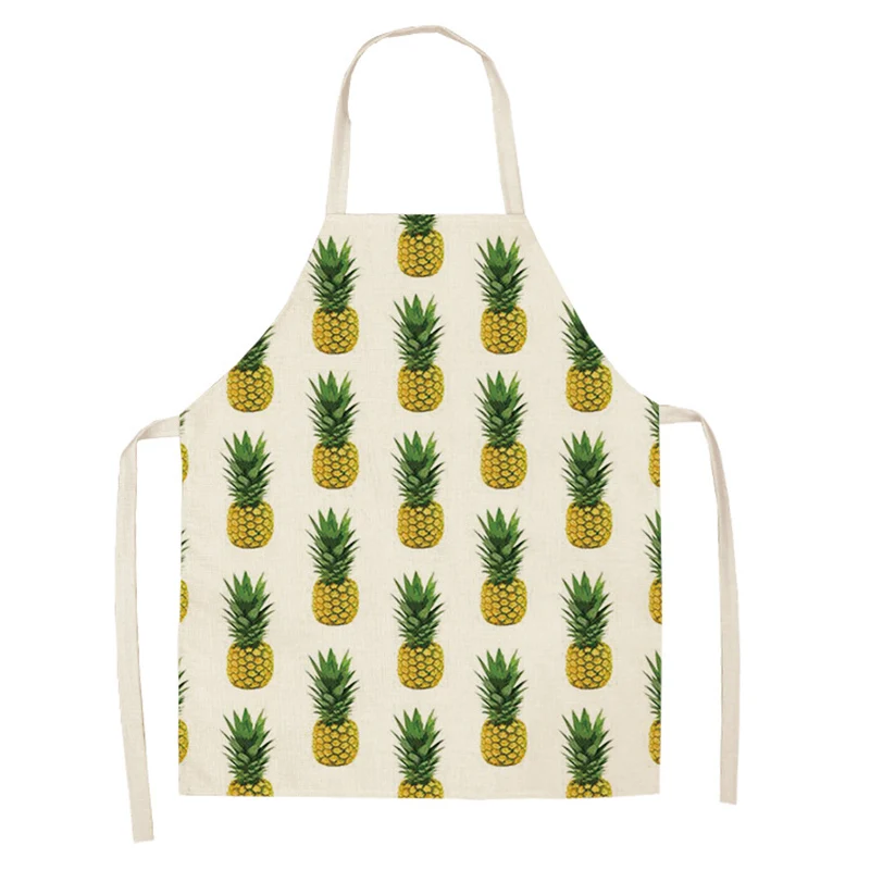 Pineapple Apron Kitchen Aprons for Women Cotton Linen Bibs Household Cleaning Pinafore Home Cooking Aprons