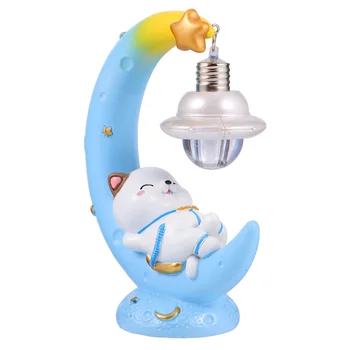 

1pc Night Lamp Delicate Decorative Lovely Moon Cat Desk Light Table Light Night Light for Desktop Bedroom Living Room