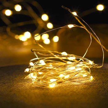 Fairy Lights Copper Wire LED String Lights Christmas Garland Indoor Bedroom Home Wedding New Year Decoration Battery Powered 1