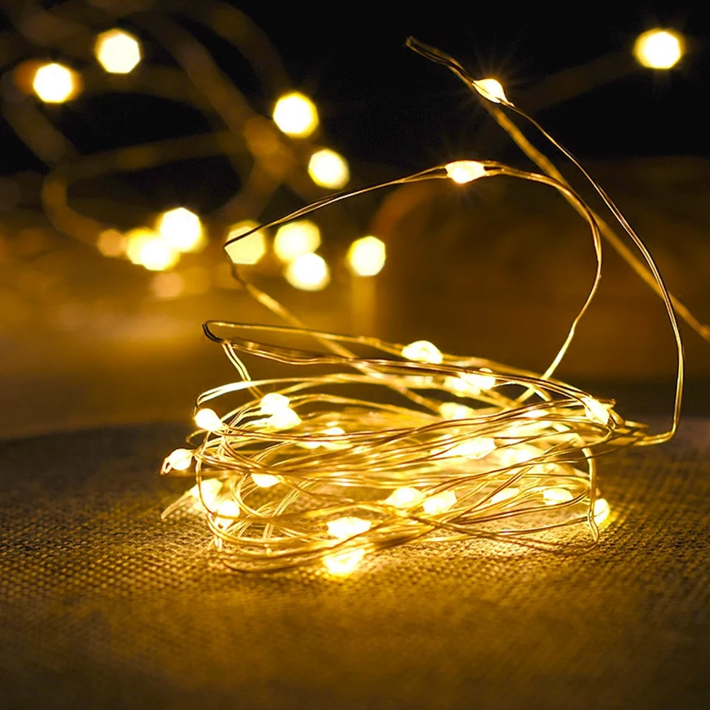 Cổ Tích Đèn Dây Đồng LED Dây Đèn Giáng Sinh Garland Trong Nhà Phòng Ngủ Nhà Cưới Trang Trí Năm Mới Chạy Bằng Pin|string lights for bedroom|led lighting outdoor lightinggarden fairy lights - AliExpress