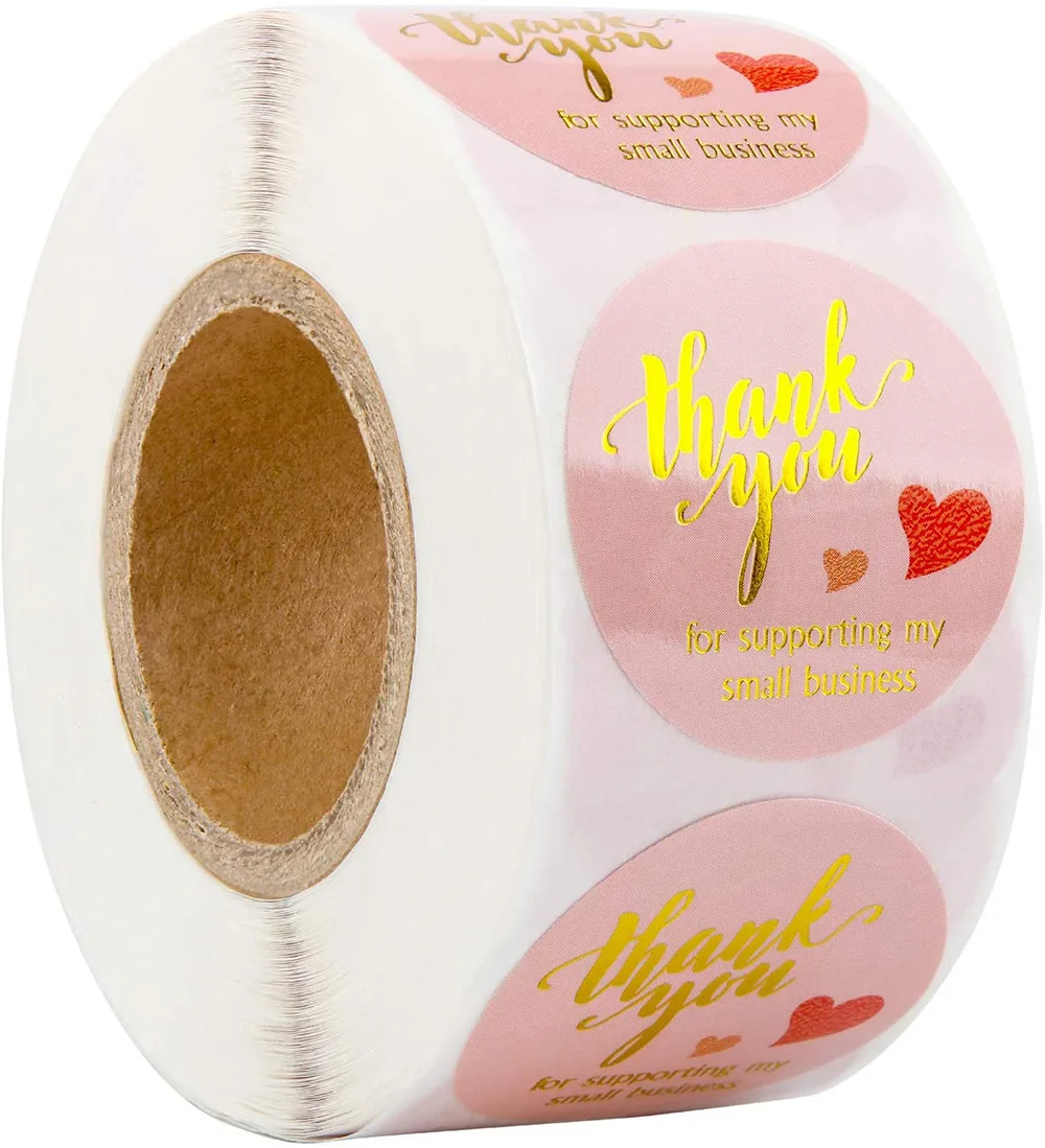 

50-500pcs Round Pink Thank You Sticker Seal Labes gift Hand Made With Love Stickers Scrapbooking Stationery Sticker 1inch