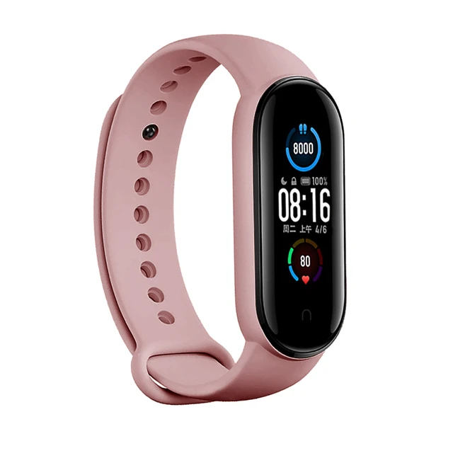 Bracelet for Xiaomi Mi Band 5 Strap Silicone Painting Flowers Belt miband 5 accessories Wrist Strap for Xiaomi Band 6 Rose Gold