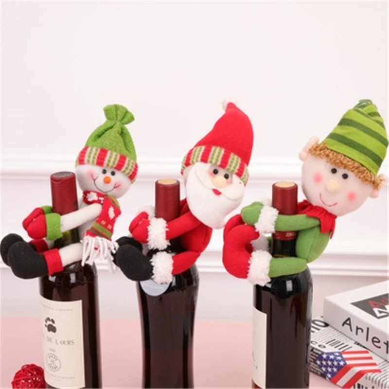 

Christmas Decoration Red Wine Bottle Holding a Bottle Cap Gift Santa Claus Snowman Christmas Gift Christmas Gift Home Decoration