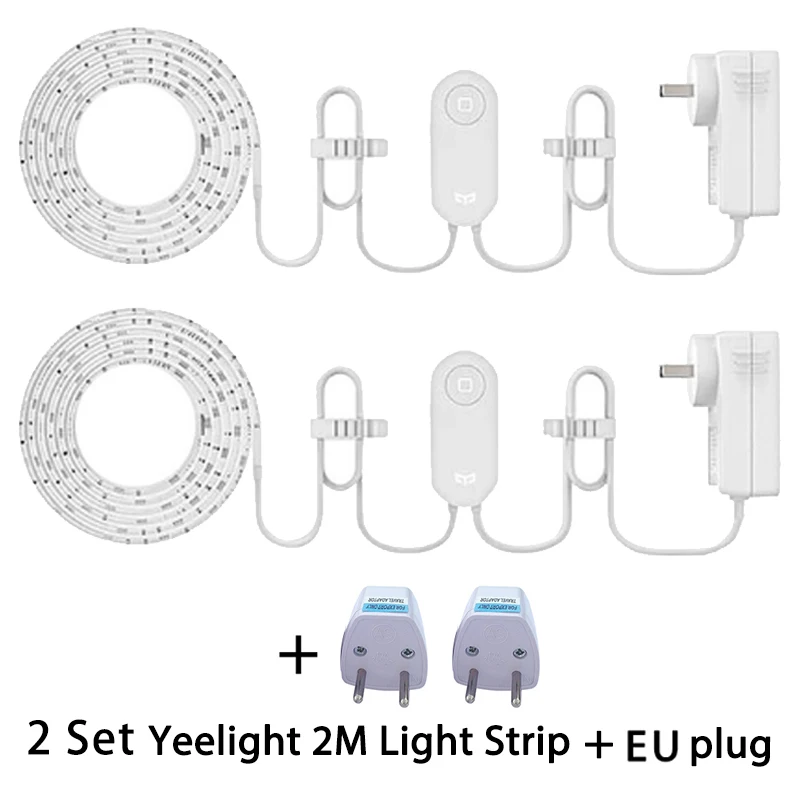 2pcs add EU Plug Yee светильник RGB светодиодный 2 м умный светильник-полоса умный дом для Mi Home приложение WiFi работает с Alexa Google Home Assistant 16 миллионов красочных - Цвет: 2pcs add EU Plug