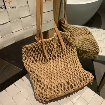 

DORANMI Hollow Out Knitted Totes Bags For Women 2019 Casual Composite Shoulder Bag Female Summer Beach Bag Bolsos Mujer BG427