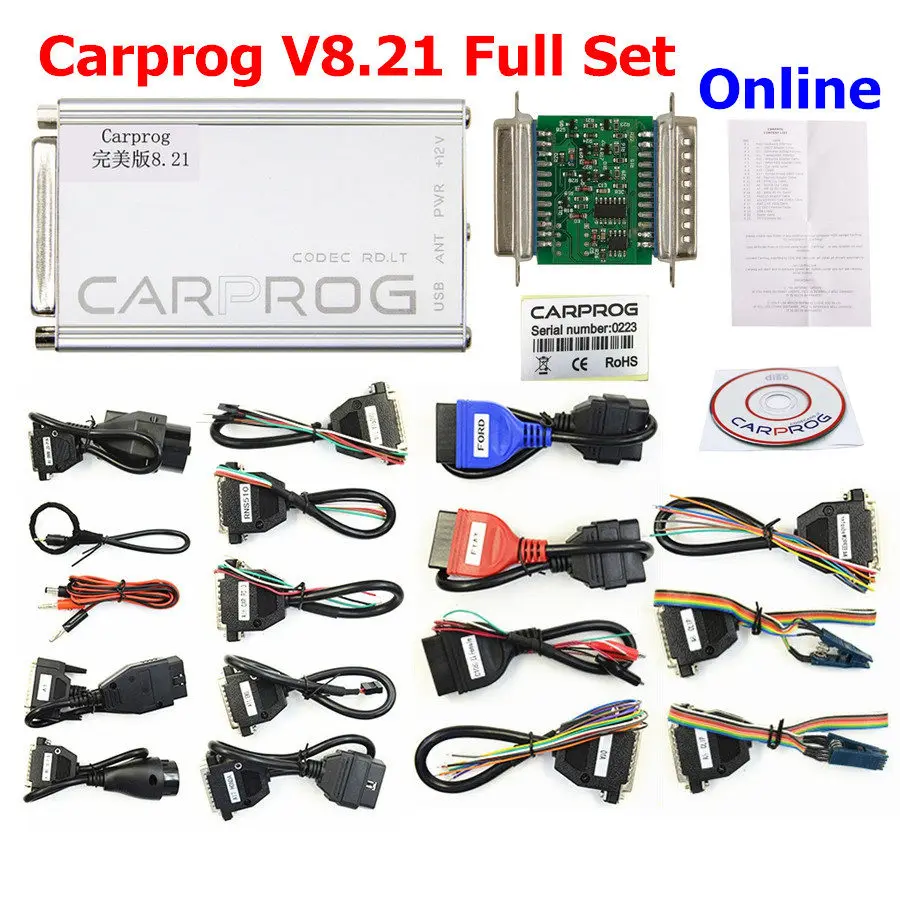 V8.21 Full Set FW V8.21 V10.93 полный набор инструментов для ремонта автомобиля Автомобиль Prog V8.21/10,93/10,05 подушка безопасности/радио/приборной панели/программатор системного блока управления онлайн Carprog - Цвет: V8.21 Full Set