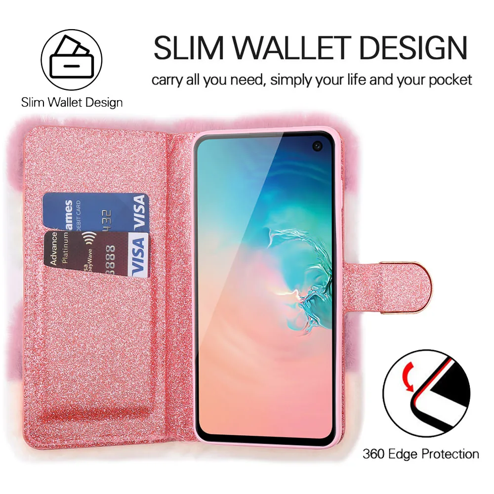 LLZ.COQUE Бумажник Стенд флип чехол для телефона для samsung Note 9 10 5G S10 S10e S9 S8 S7 Plus Edge Магнитный меховой плюшевый чехол