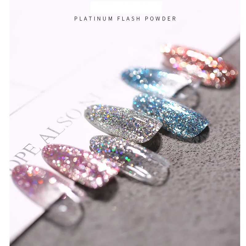 Nail art DIY 3D mixed 8 color nail powder sets Glitter siliver sequins flakes Manicure decoration