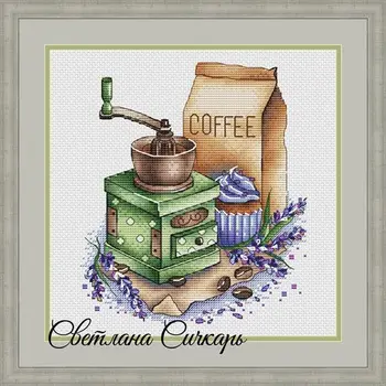 

t-MM Gold Collection Counted Cross Stitch Kit Cross stitch RS cotton with cross stitch Coffee Grinder and Lavender