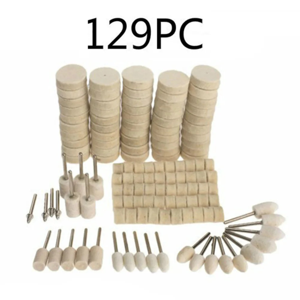 

129PCS New Soft Wool Felt Polishing Buffing Wheel Mixed Set Accessories Rotary Tool For Metal Glass Wool Polishing Wheel