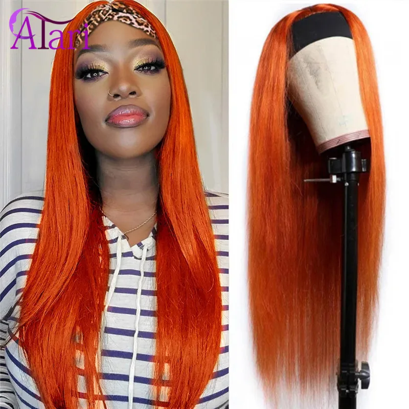Ginger Orange Highlight Wigs for Black Women Headband Wig Malaysian