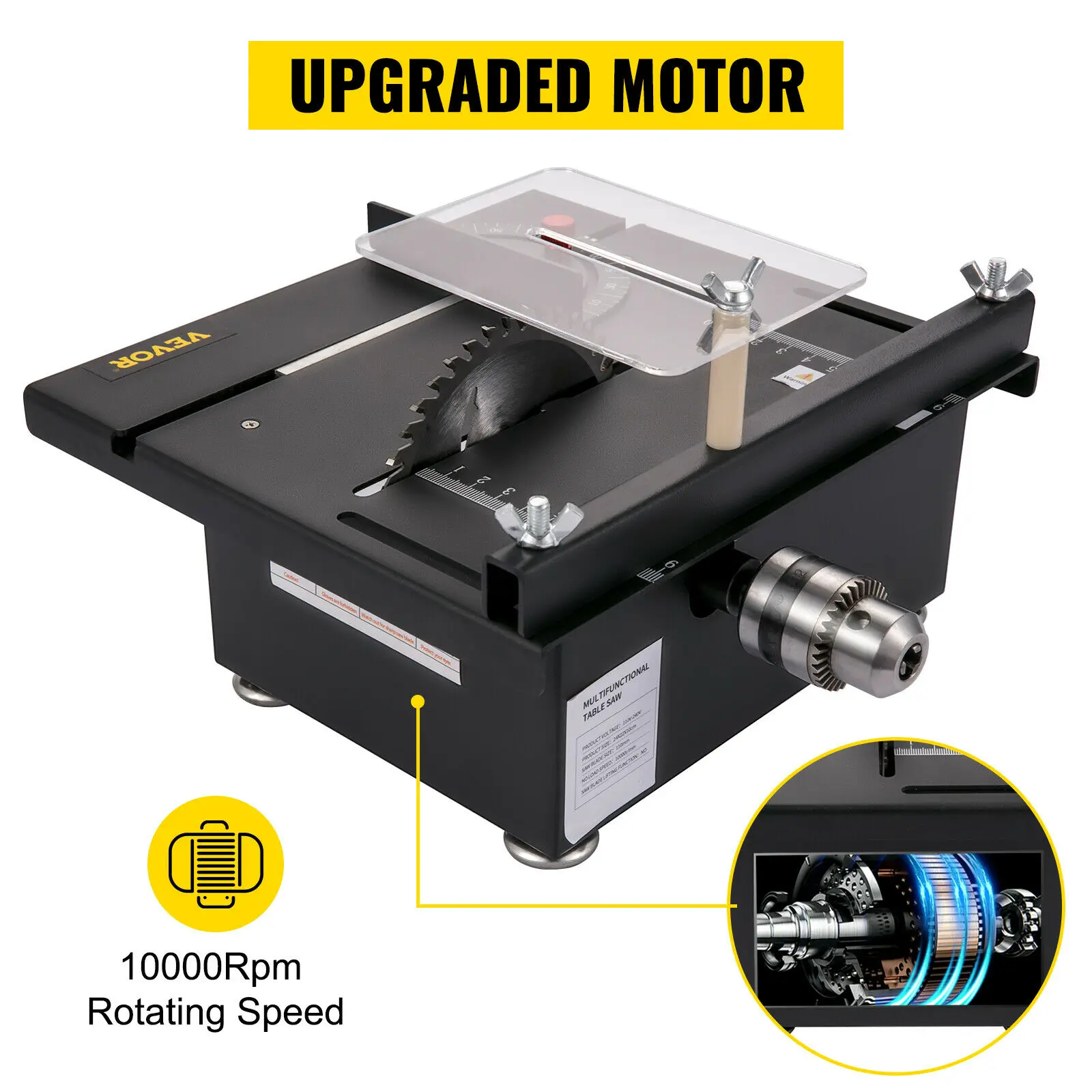 Mini Table Saw Woodworking Polish Cutting Tool Bench Saw Machine 10000RPM