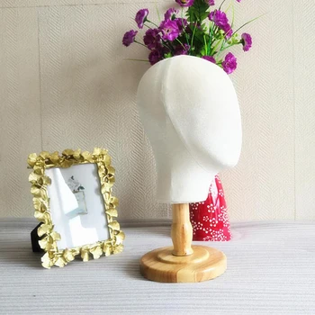 

Cork Velvet Block Head, Wig Display Styling Mannequin Head With Sturdy Wooden Stand Base
