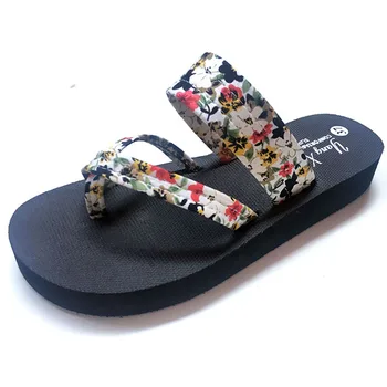 

Toe Protecting Slides Woman Shoes Flower Slippers Womens Shoes Wedges Heel Summer Sandals Beach Slippers Fashion Comfortable