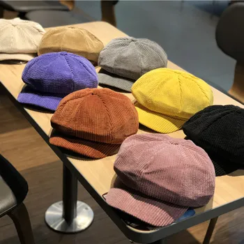 

Kpop Casual Vintage Women's Hat Beret Corduroy Cap Girl's Warm Winter Berets Beanie Hats Femme Aldult Caps Candy Color
