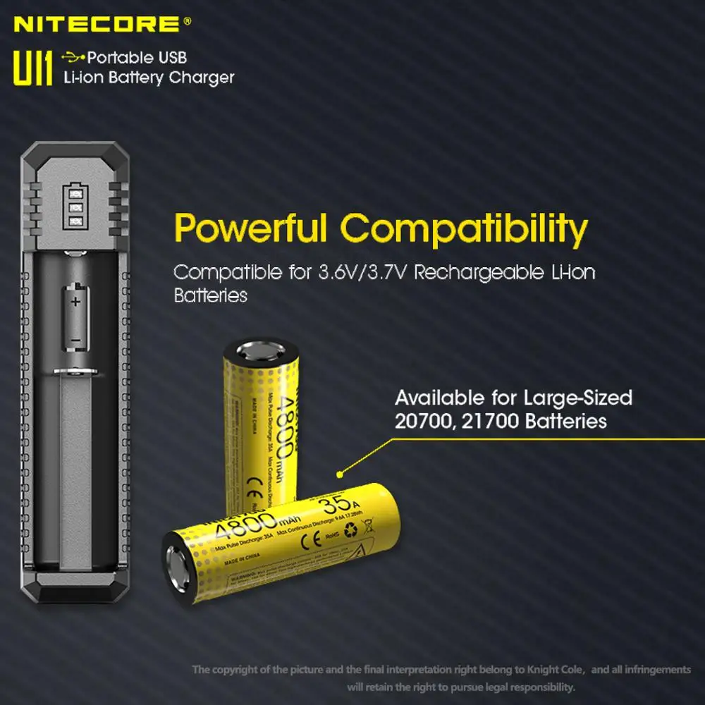 NITECORE UI1 Portable USB Li-ion Battery Charger DC 5V/1A 5W Li-ion/IMR 21700 Battery Recharger battery charger,battery charger adapter