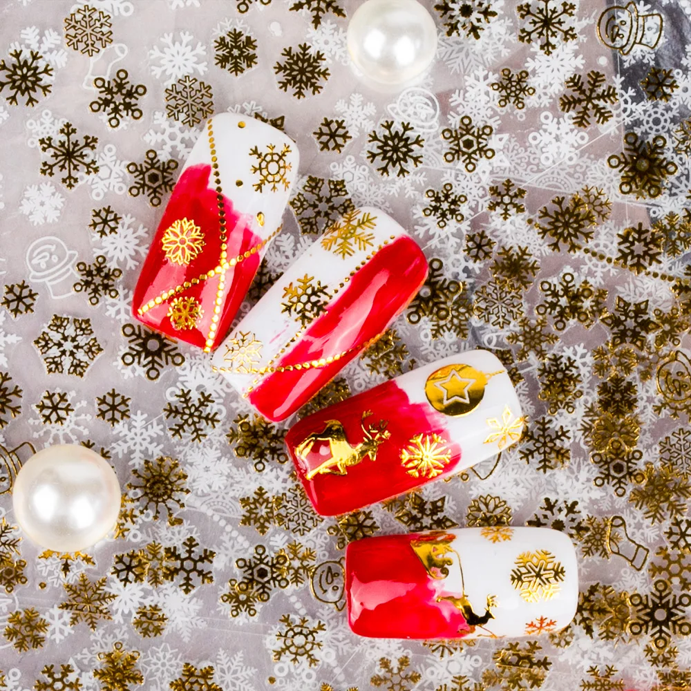 Dmoley, 4 цвета, Рождественская Снежинка, 3D стикер для ногтей, Рождественский олень, наклейки с Сантой, 1 шт., для дизайна ногтей, слайдеры, клейкая наклейка, инструменты для ногтей