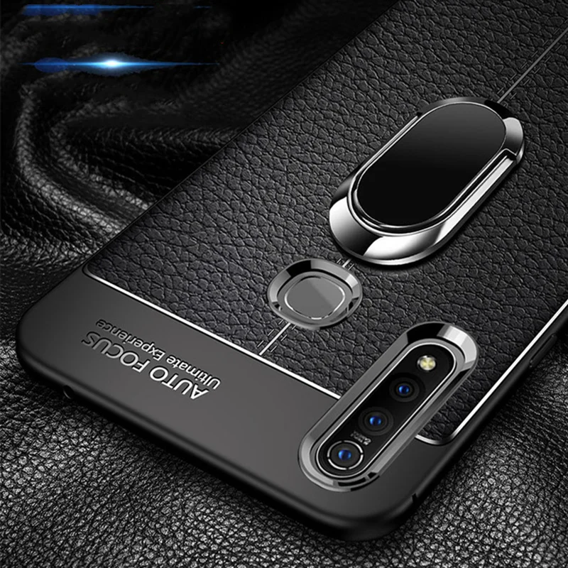 ДЛЯ VIVO Y19 U3 чехол с текстурой кожи Мягкий силиконовый чехол для VIVO U3 чехол с магнитным кольцом