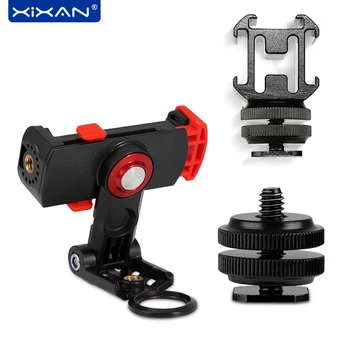 

Camera 1/4" Screw Adapter Phone Clip Double Cold Shoe Socket Conversion Head Flash Stand Studio Accessory Tripod Connector Base