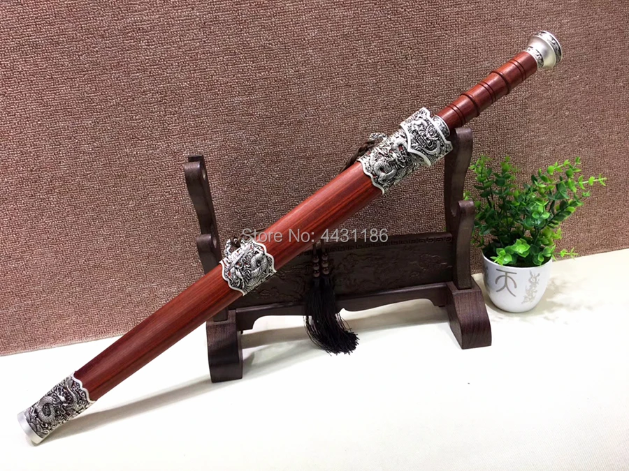 Folded Red Pattern Steel Sharp Chinese KungFu Dao Sword WuShu Han Jian Saber Dragon Theme Home Decoration Real Knife Swords