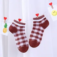 5 пар, унисекс, простые женские носки в клетку носки для девочек удобные женские носки-тапочки мягкие теплые носки в смешном стиле, эластичные носки#2