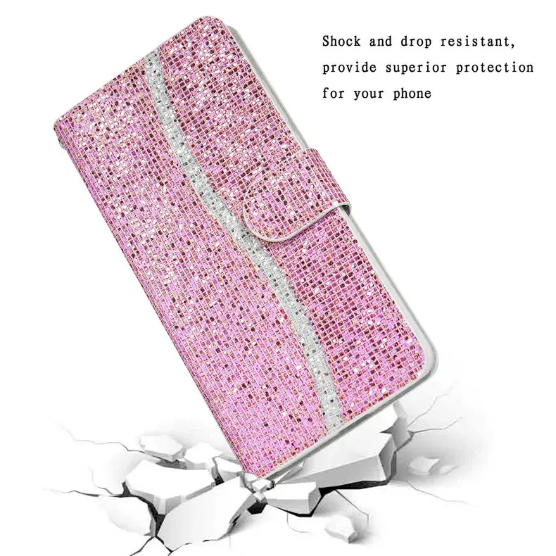 samsung silicone case Bling Lấp Lánh Sequin Ví Cầm Tay Cho Samsung Galaxy A03S 2021 Cao Cấp Ốp Lưng Da Coque Samsung 73 A03S A13 A53 A73 Một 03 S Flip Cover best case for samsung